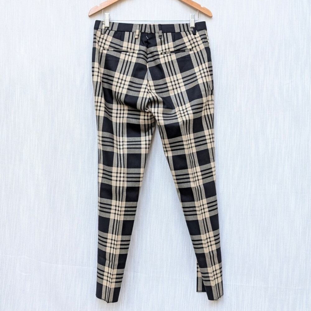 Brian Dales Pants Womens IT 44/M Black/Cream Check Plaid Wool Mid-rise Chino NWT - Picture 3 of 12